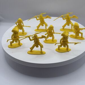 Vintage 1950s MPC Ajax Yellow Plains Indian Toy Soldiers - Western Figures Lot 8